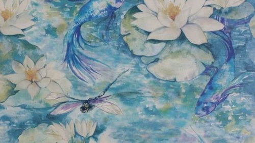 Water Lily Azure Blue W7148-01